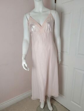 Valerie Stevens Pale Pink Satin Lace-Trim Slip